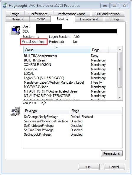 UAC virtualization enabled