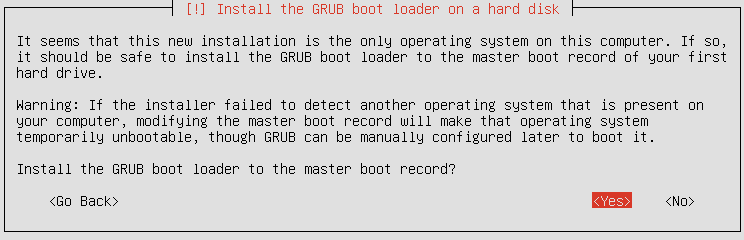 ubuntu grub boot loader confirm