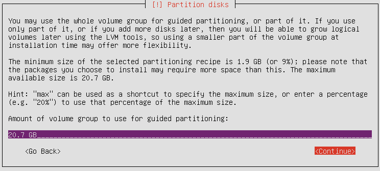 ubuntu root part size