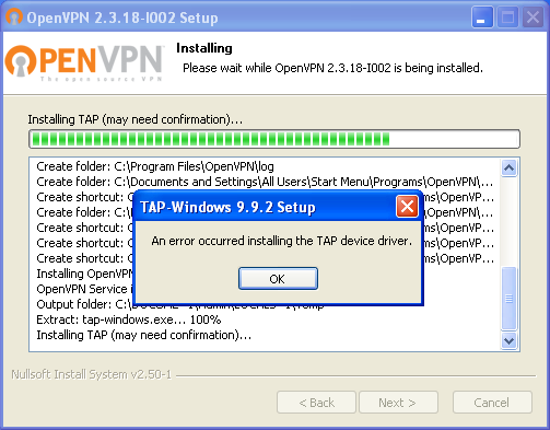 Openvpn не устанавливается tap driver windows 7