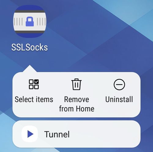 sslsocks icon long press